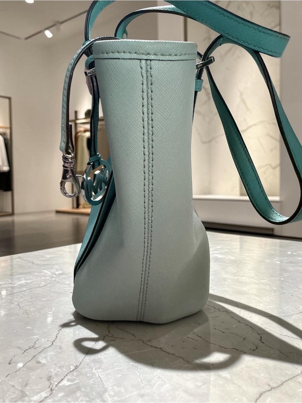Scandi Girl Michael Kors Tote Bag Pastel Blue Luxury Structured Shoulder Bag - Picture 5 of 10